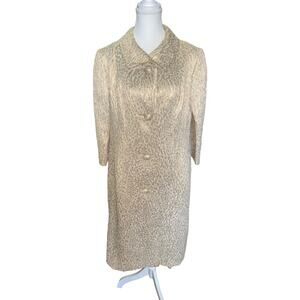 Vintage 1950s Metallic Brocade Evening Coat
